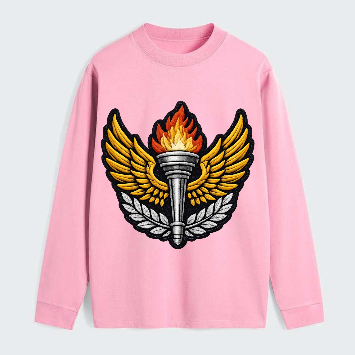 Embroidered patch design - TRACK AND FIELD TORCH - Olympic style torch - Classic Long Sleeve Shirt - Pink