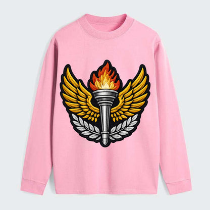 Embroidered patch design - TRACK AND FIELD TORCH - Olympic style torch - Classic Long Sleeve Shirt - Pink