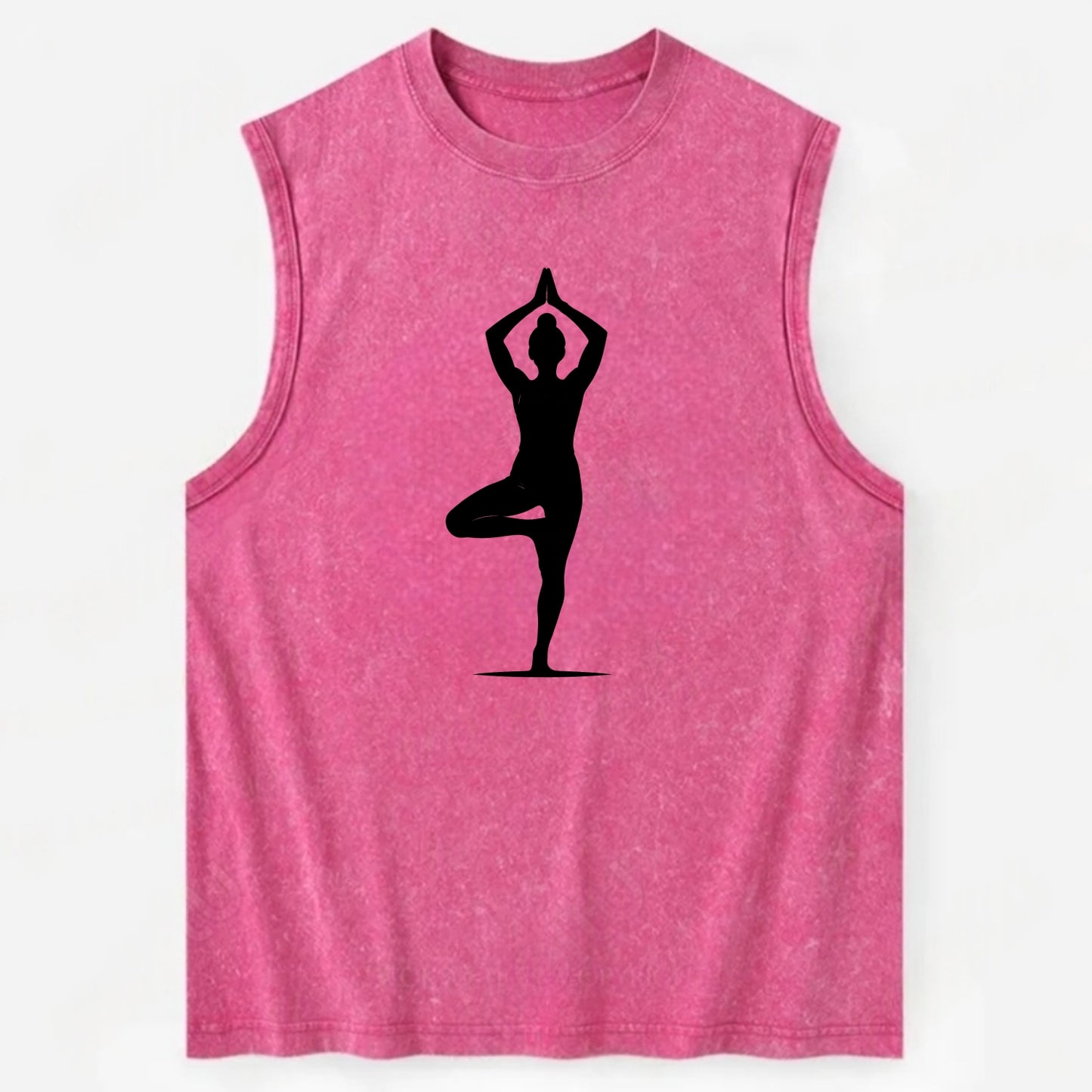 Yoga practitioner in tree pose - Vintage Washed Tank - Pink