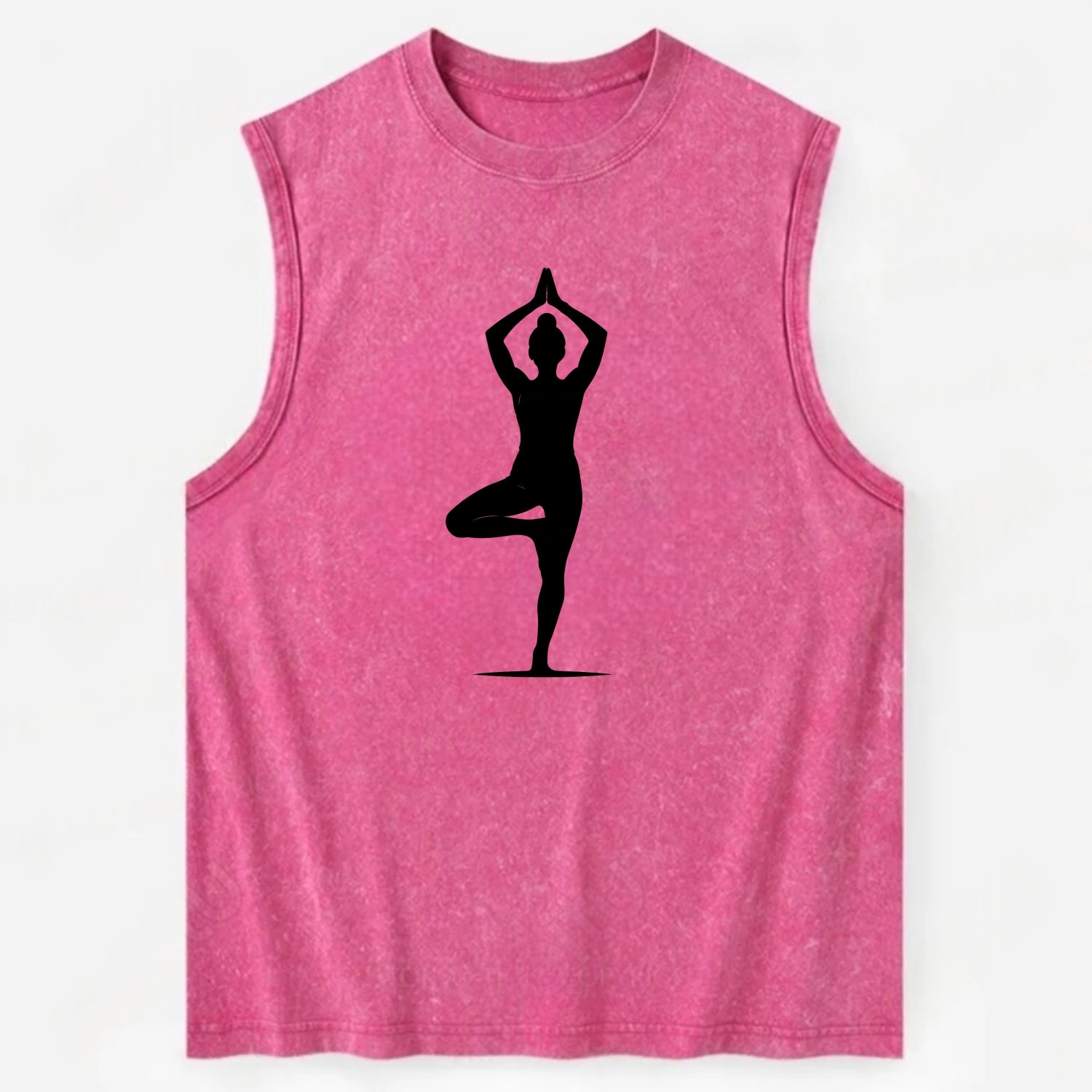 Yoga practitioner in tree pose - Vintage Washed Tank - Pink