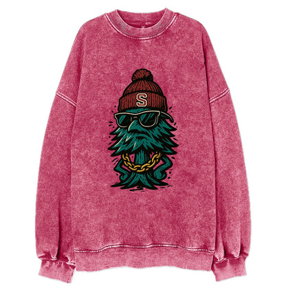 Palo Alto Tree wearing Stanford beanie with S patch - Vintage Sweatshirt - Pink