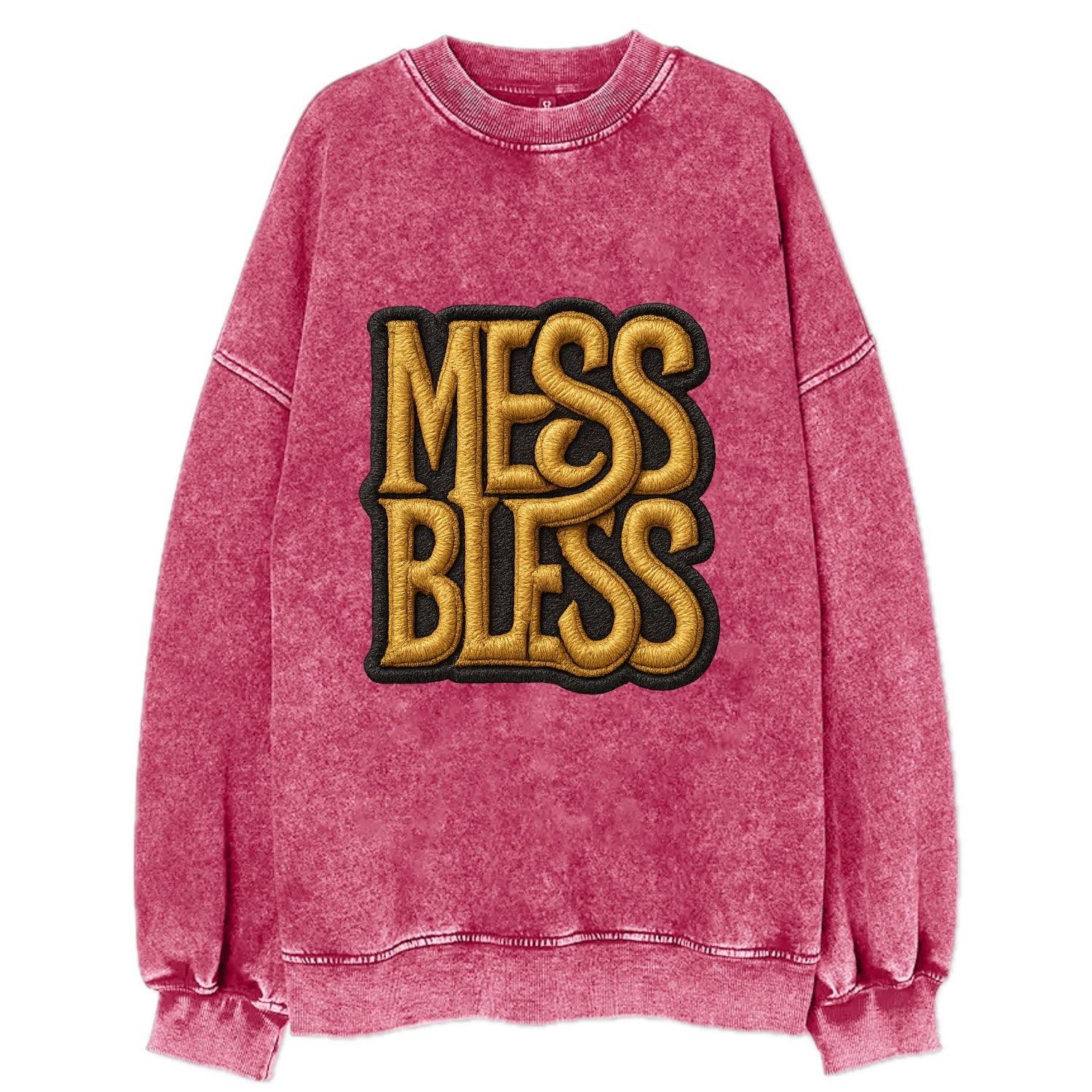 MESS;BLESS UP Gold Metallic Visor - Vintage Sweatshirt - Pink