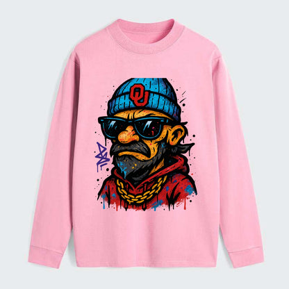 Norman Sooner wearing Oklahoma beanie with OU patch - Classic Long Sleeve Shirt - Pink