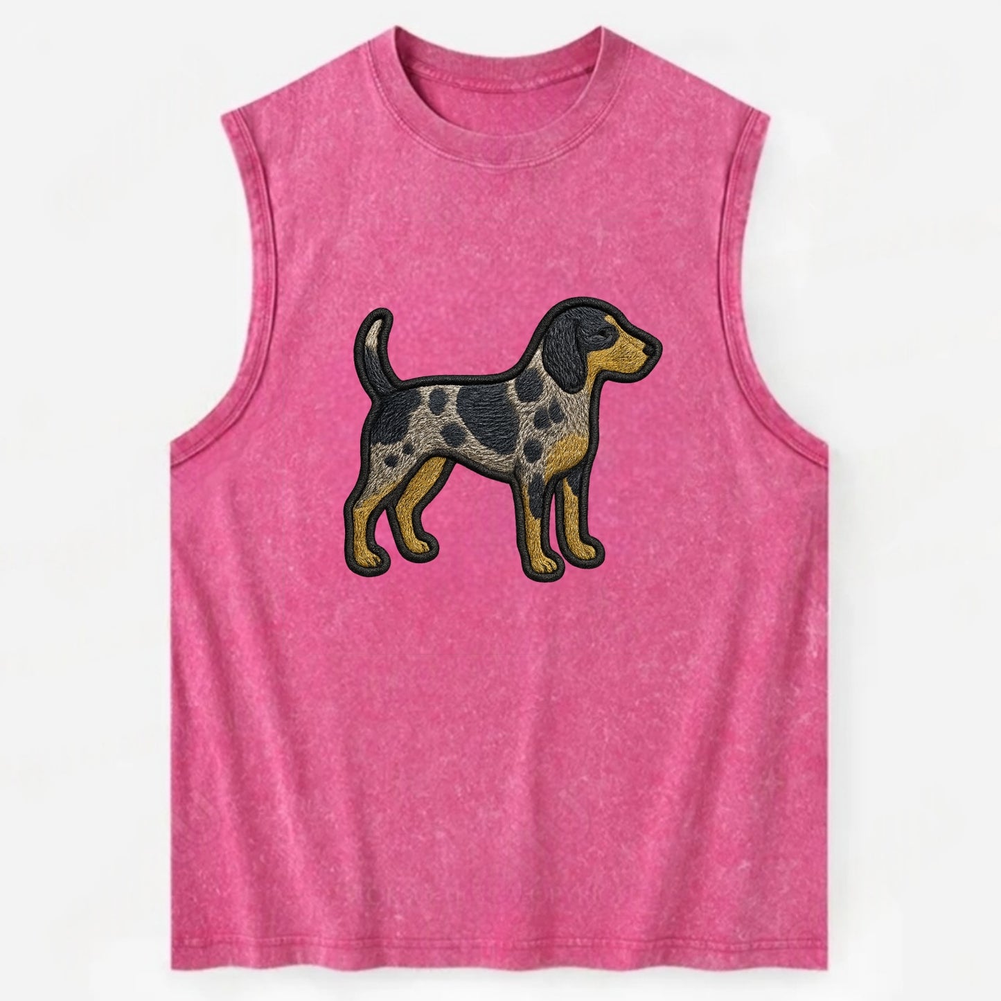 Bluetick Coonhound - Trendy spotted hound logo with prominent black border - Vintage Washed Tank - Pink
