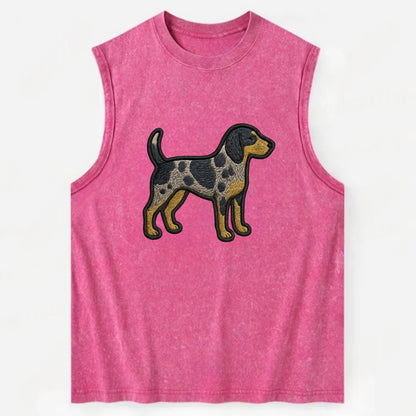 Bluetick Coonhound - Trendy spotted hound logo with prominent black border - Vintage Washed Tank - Pink