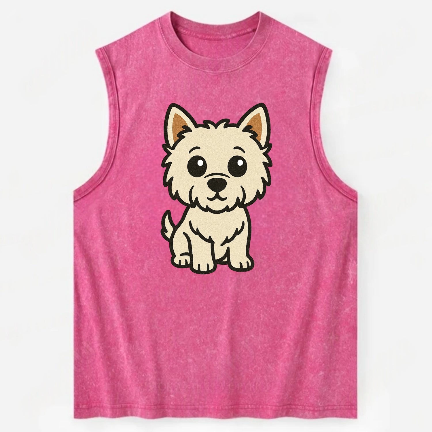 West Highland White Terrier - Alert standing pose - Vintage Washed Tank - Pink