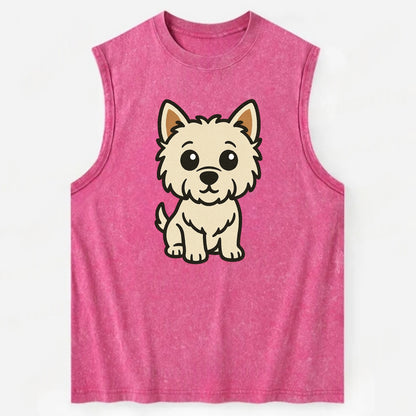 West Highland White Terrier - Alert standing pose - Vintage Washed Tank - Pink