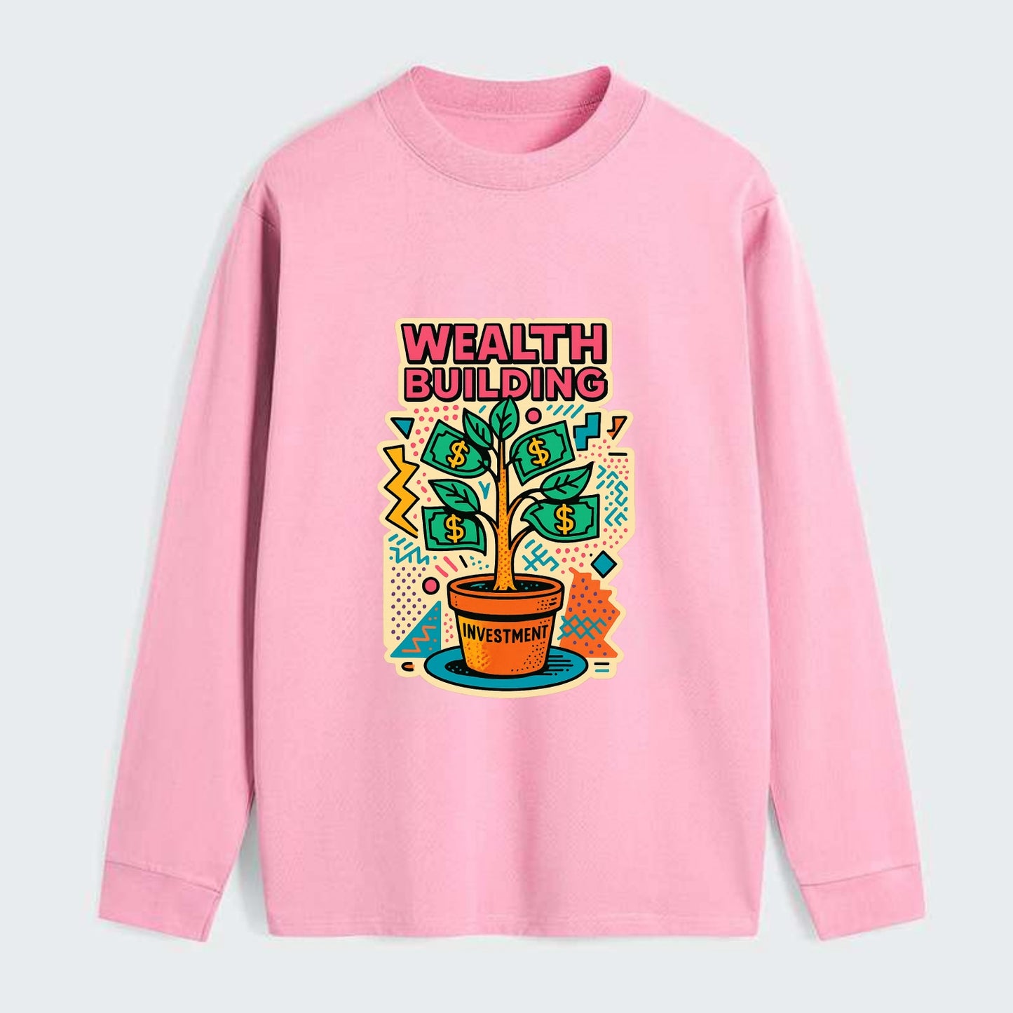 Money tree growing from investment pot - financial independence - Classic Long Sleeve Shirt - Pink