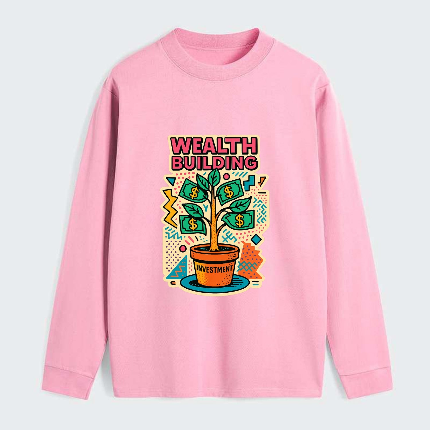 Money tree growing from investment pot - financial independence - Classic Long Sleeve Shirt - Pink