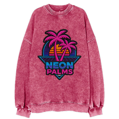 Neon Palms - Vintage Sweatshirt - Pink