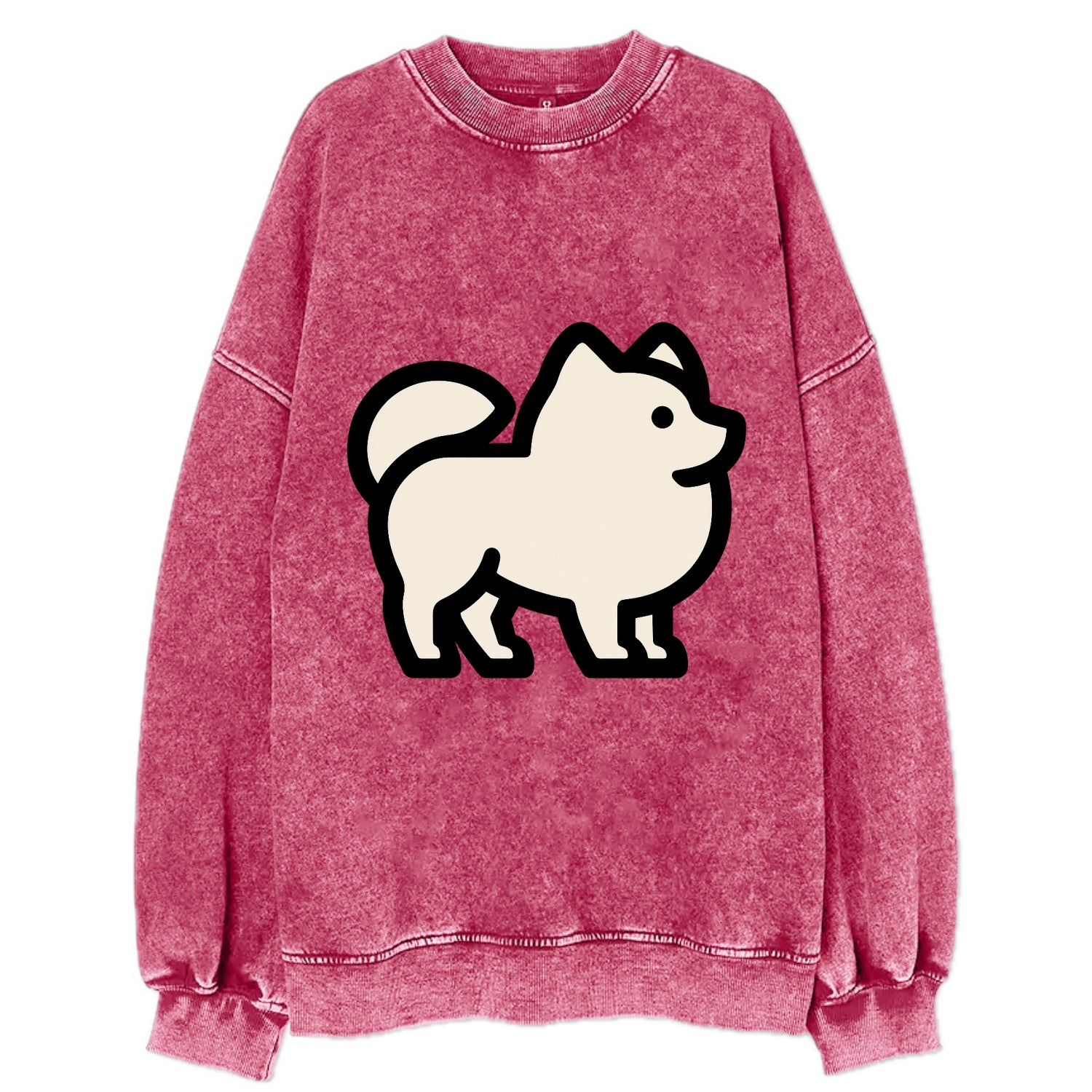 Pomeranian - Modern tiny fluffy logo wit - Vintage Sweatshirt - Pink