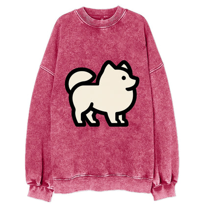 Pomeranian - Modern tiny fluffy logo wit - Vintage Sweatshirt - Pink