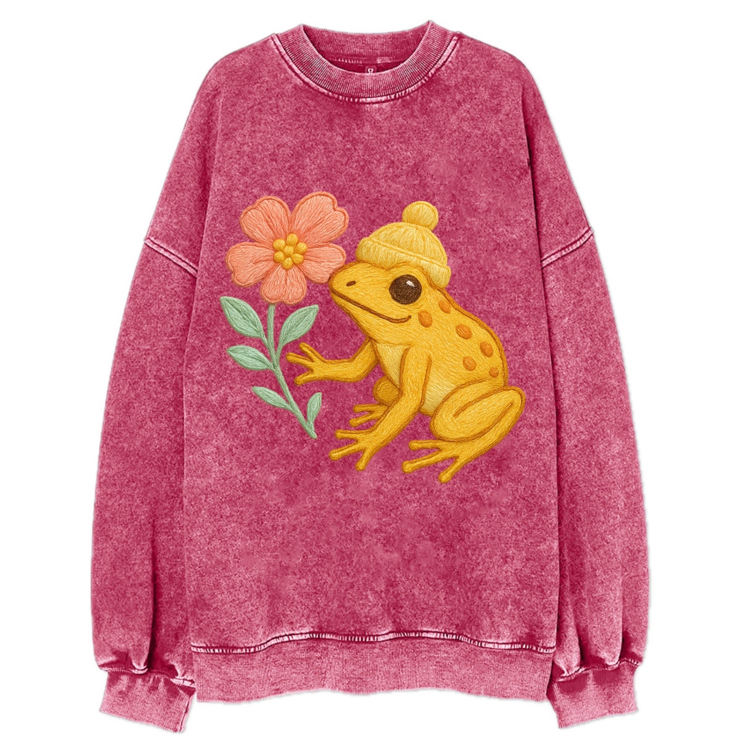 Yellow Dart Frog - Vintage Sweatshirt - Pink