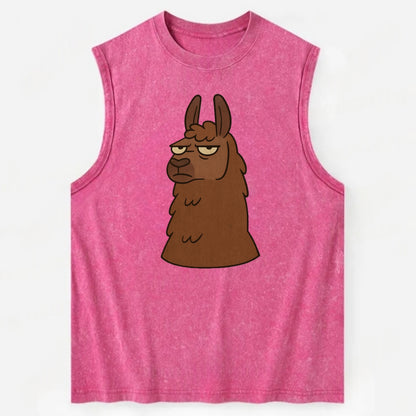 The Llama Judging Silently - Vintage Washed Tank - Pink