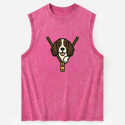 English Springer Spaniel - Vintage Washed Tank - Pink