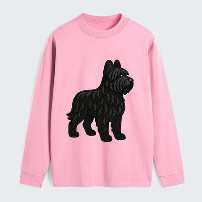 Briard - Black wavy coat embroidered herding pose - Classic Long Sleeve Shirt - Pink