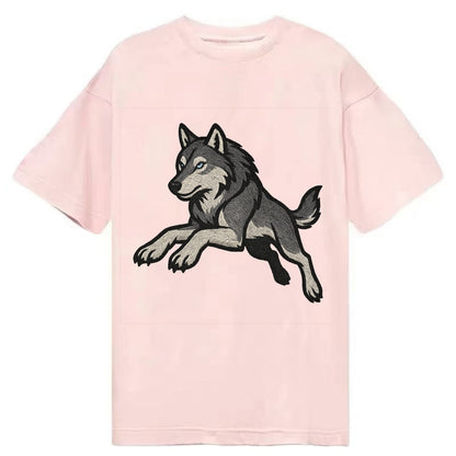 Wolf Leaping Action  - Classic T-shirt - Pink