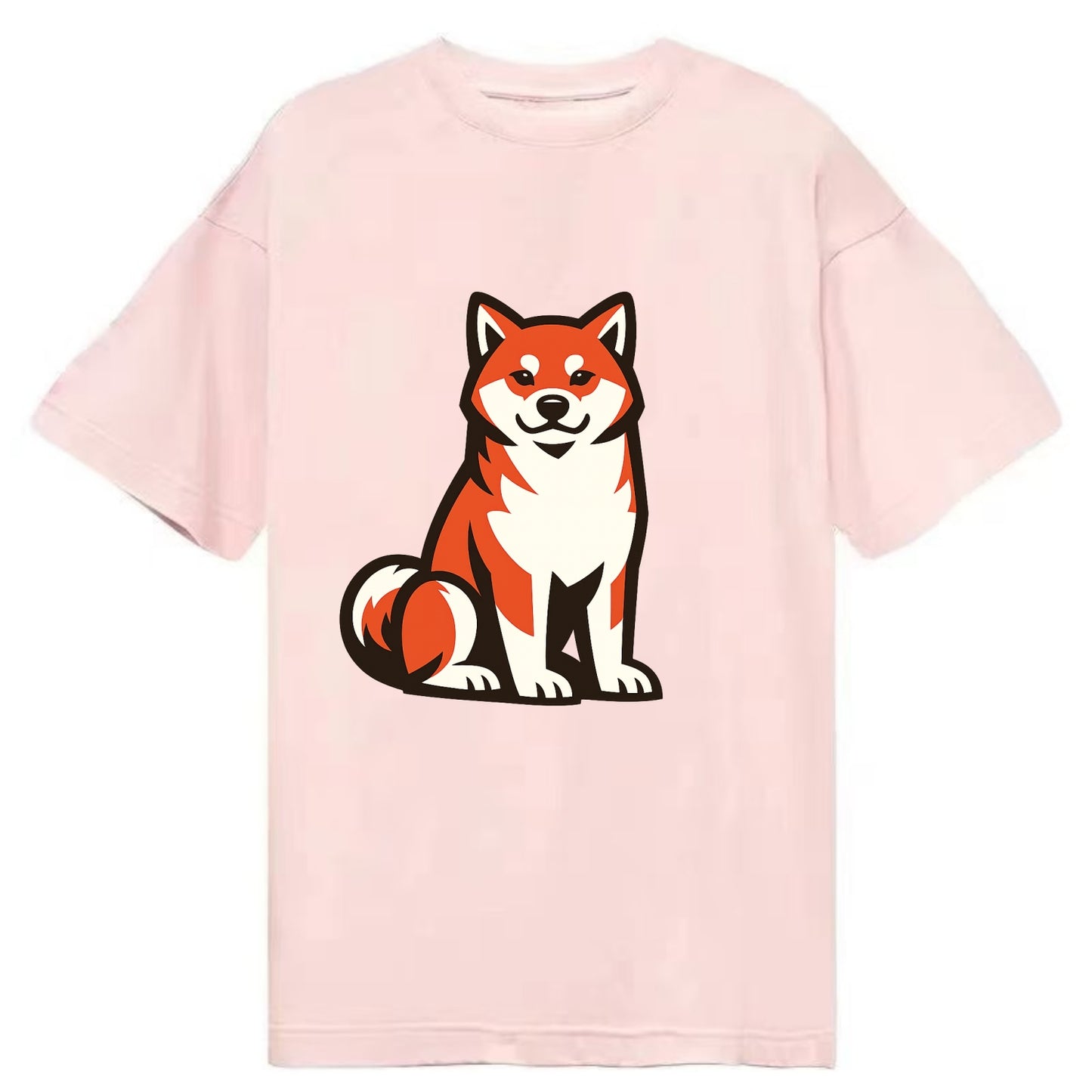 Sitting Shiba Inu Emblem - Classic T-shirt - Pink