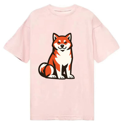 Sitting Shiba Inu Emblem - Classic T-shirt - Pink