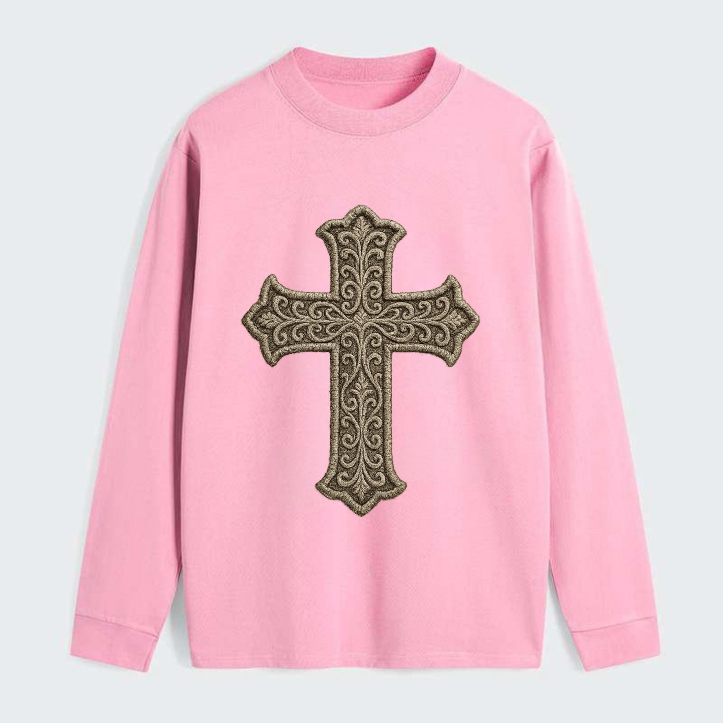 Filigree Cross  - Classic Long Sleeve Shirt - Pink