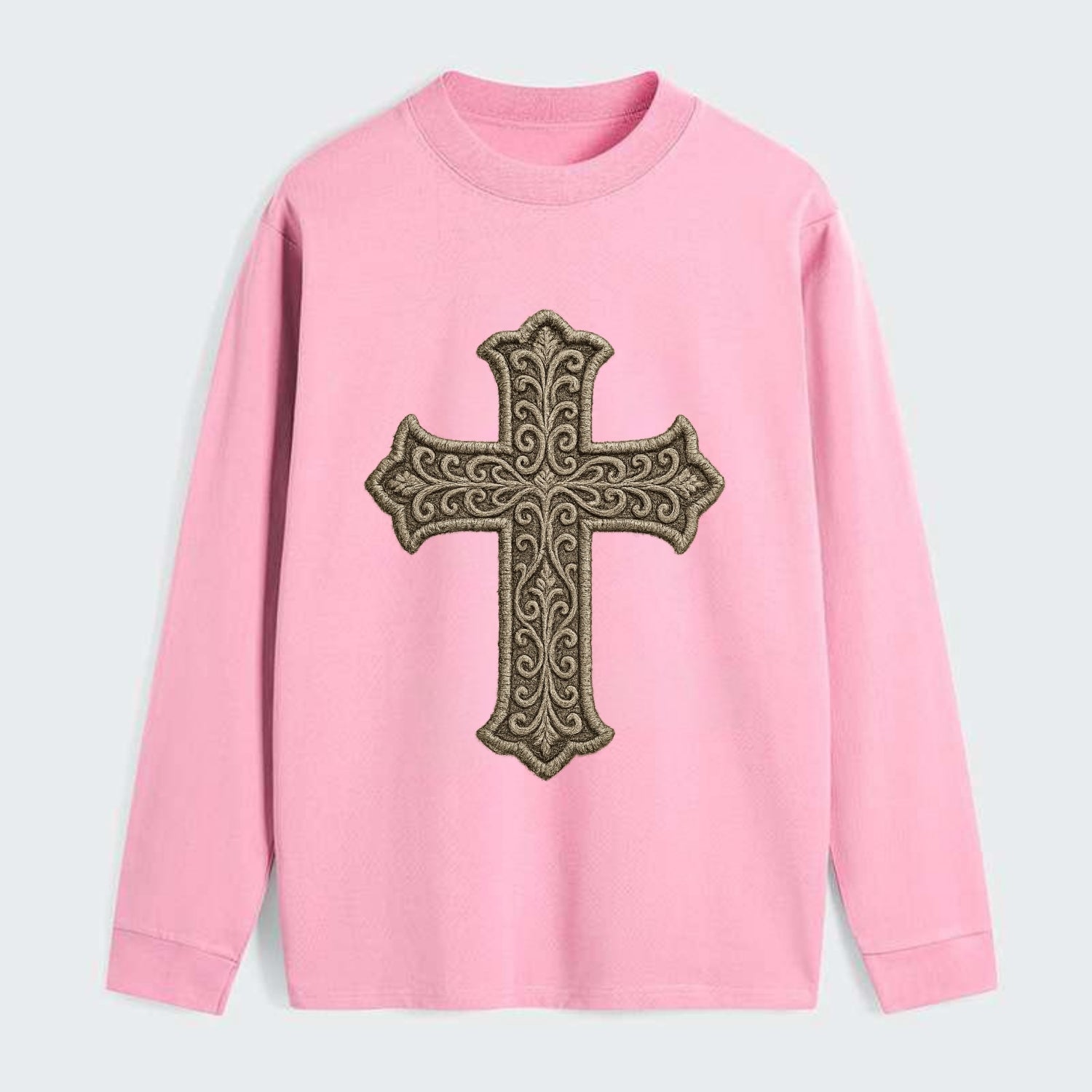 Filigree Cross  - Classic Long Sleeve Shirt - Pink