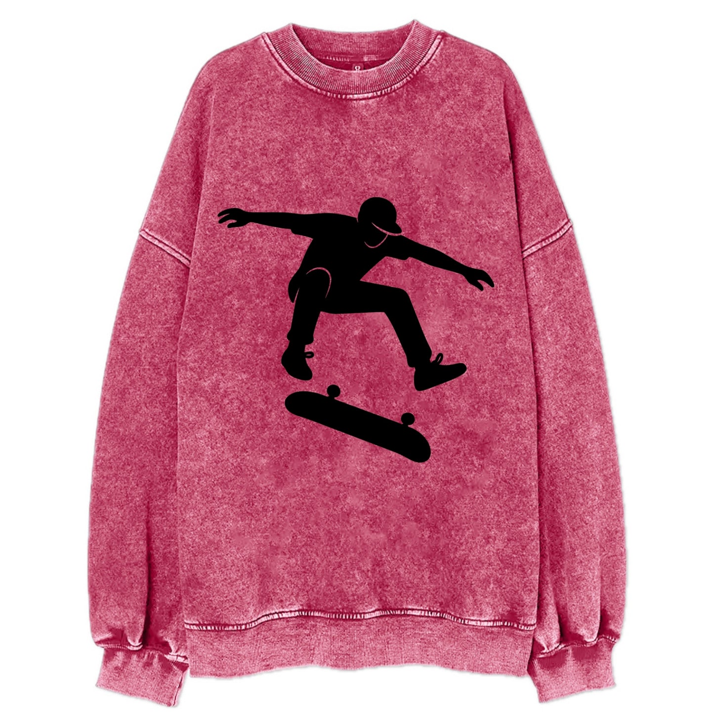 Skateboarder doing kickflip trick - Vintage Sweatshirt - Pink