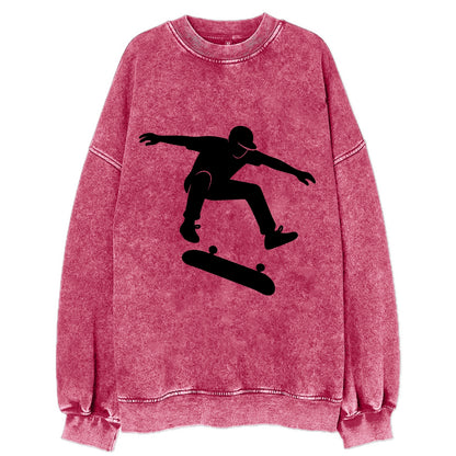 Skateboarder doing kickflip trick - Vintage Sweatshirt - Pink