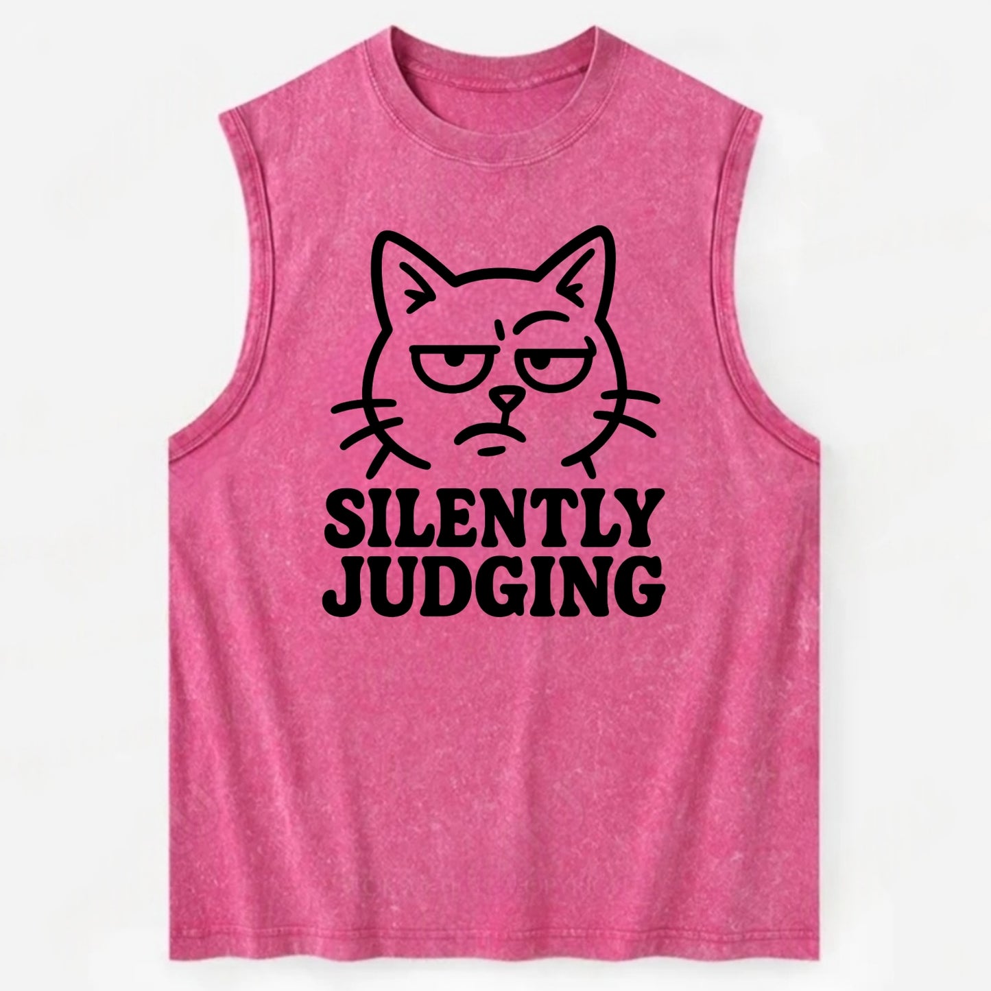 Sassy Side-Eye Cat - Vintage Washed Tank - Pink