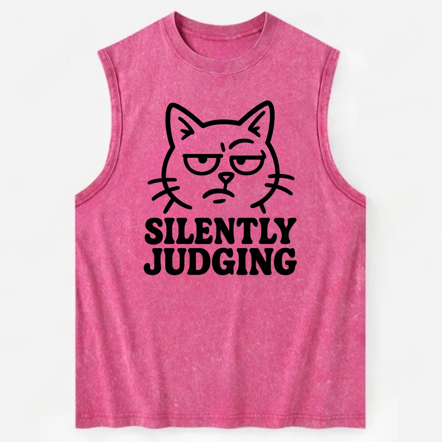 Sassy Side-Eye Cat - Vintage Washed Tank - Pink