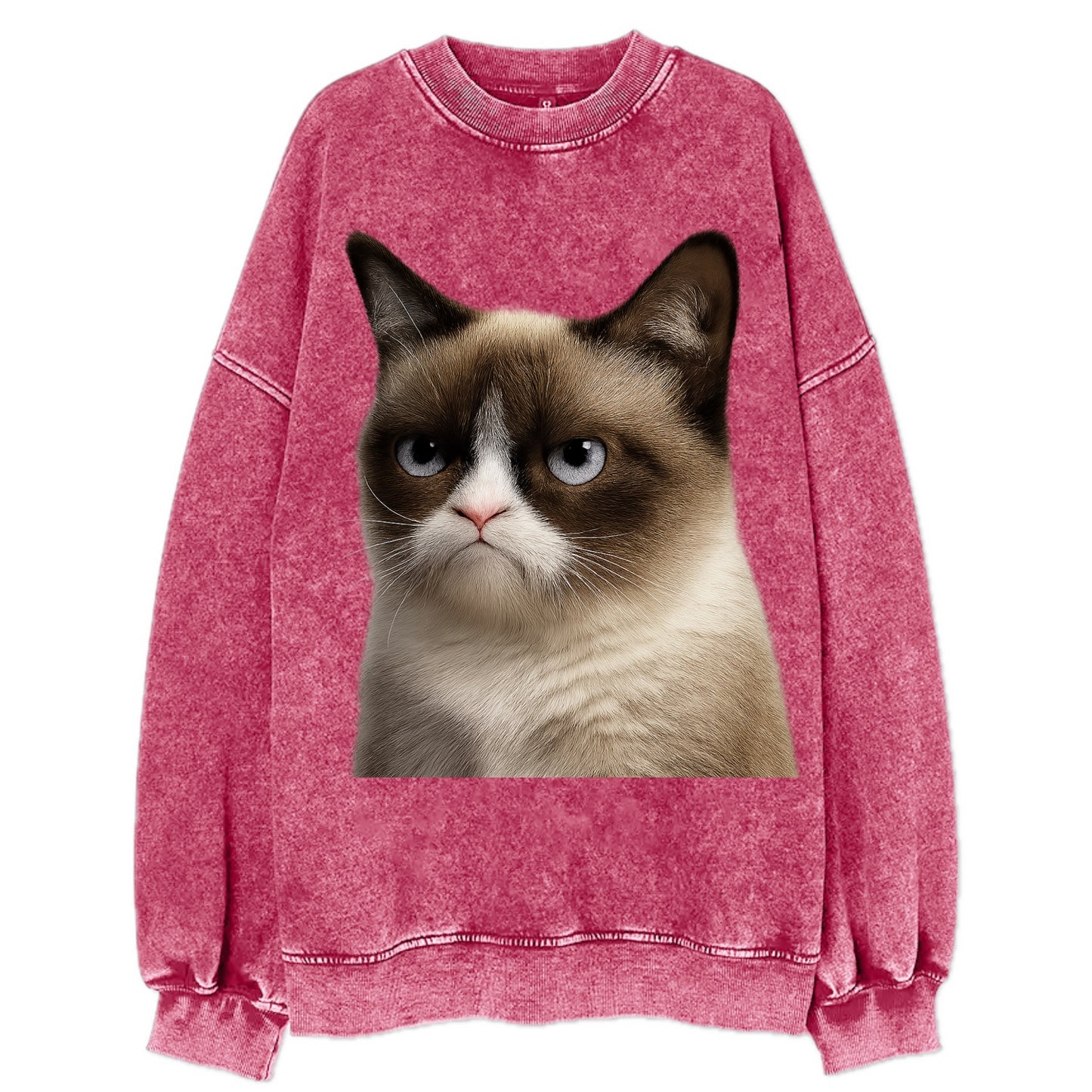 Grumpy Cat Expression  - Vintage Sweatshirt - Pink