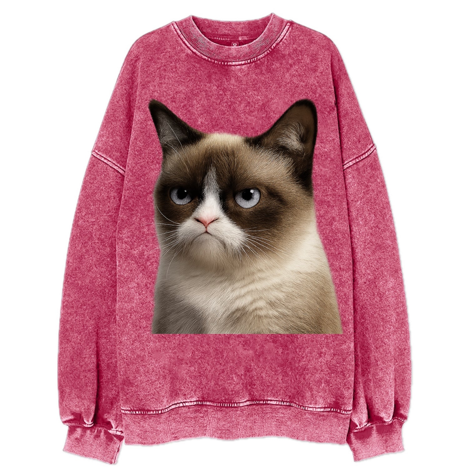 Grumpy Cat Expression  - Vintage Sweatshirt - Pink