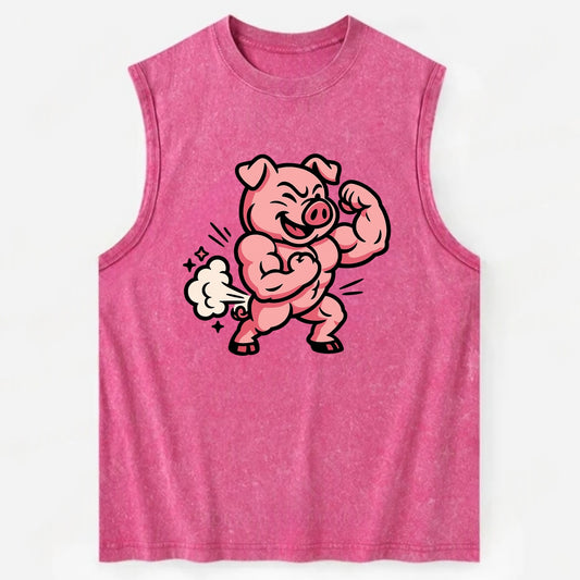 Strong Pig - Vintage Washed Tank - Pink