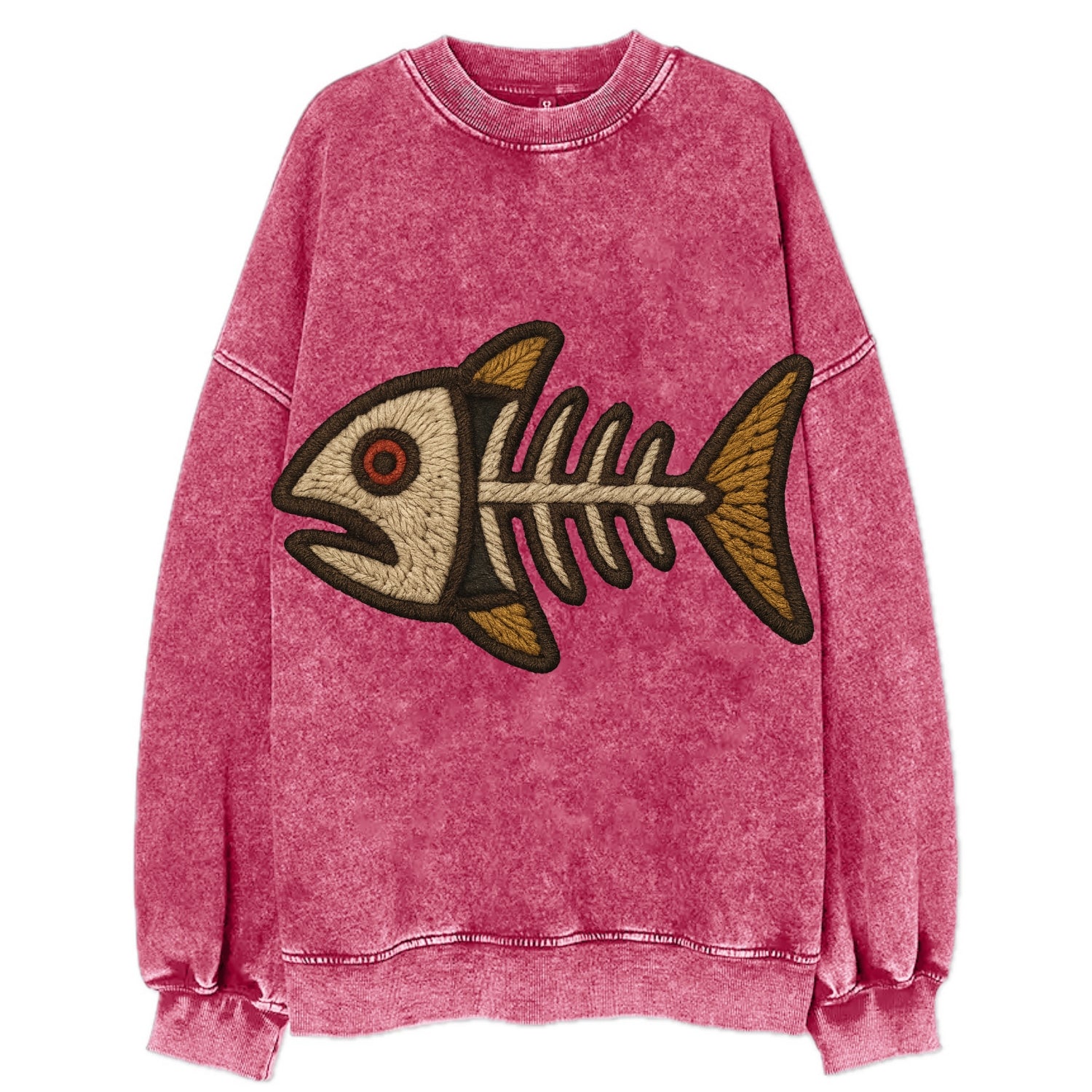 Fish Skeleton  - Vintage Sweatshirt - Pink