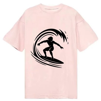 Hawaiian surfer riding big wave - Classic T-shirt - Pink
