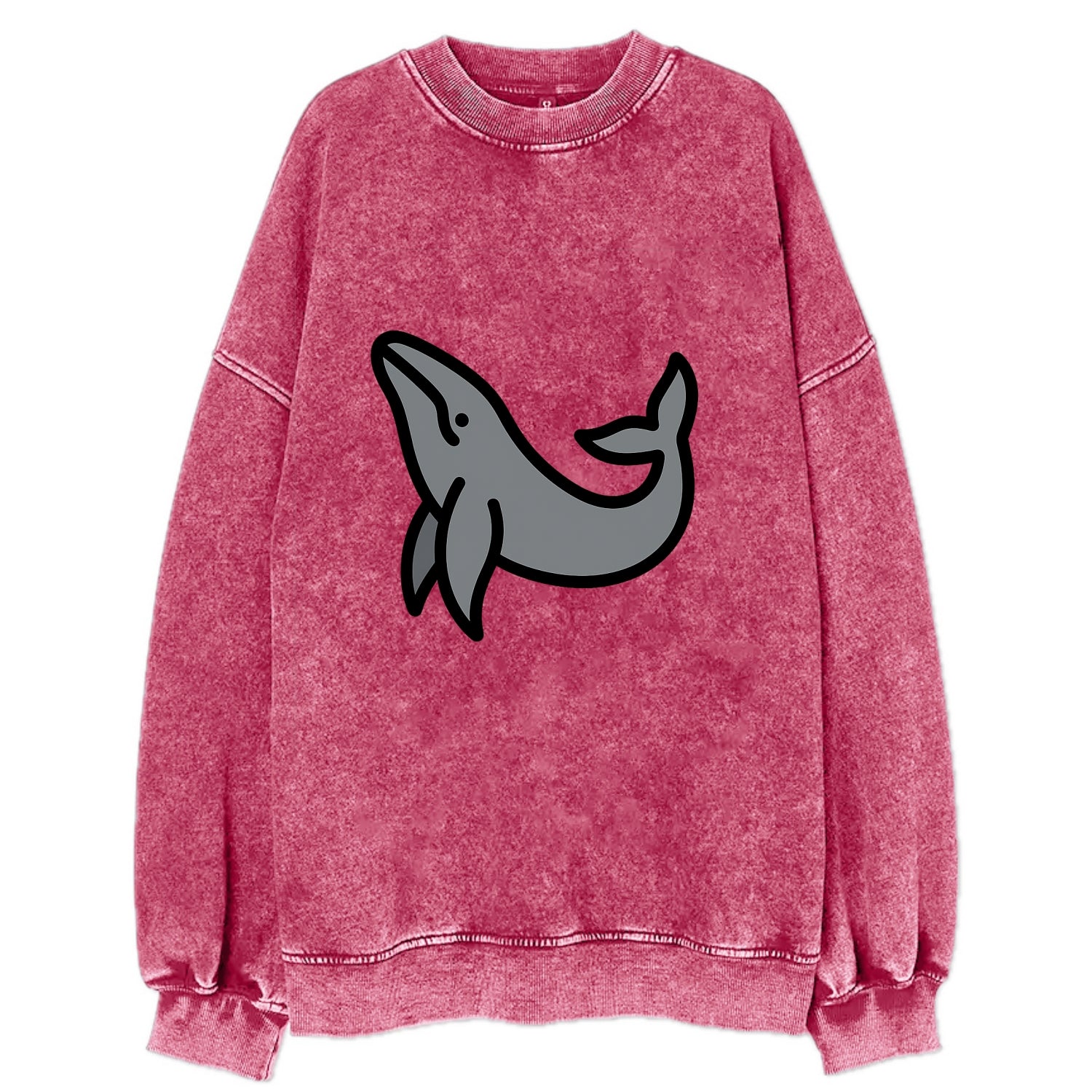 Humpback Whale - Gray breaching pose flat side profile - Vintage Sweatshirt - Pink