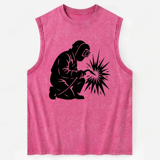 Welder sparks flying dramatically - Vintage Washed Tank - Pink