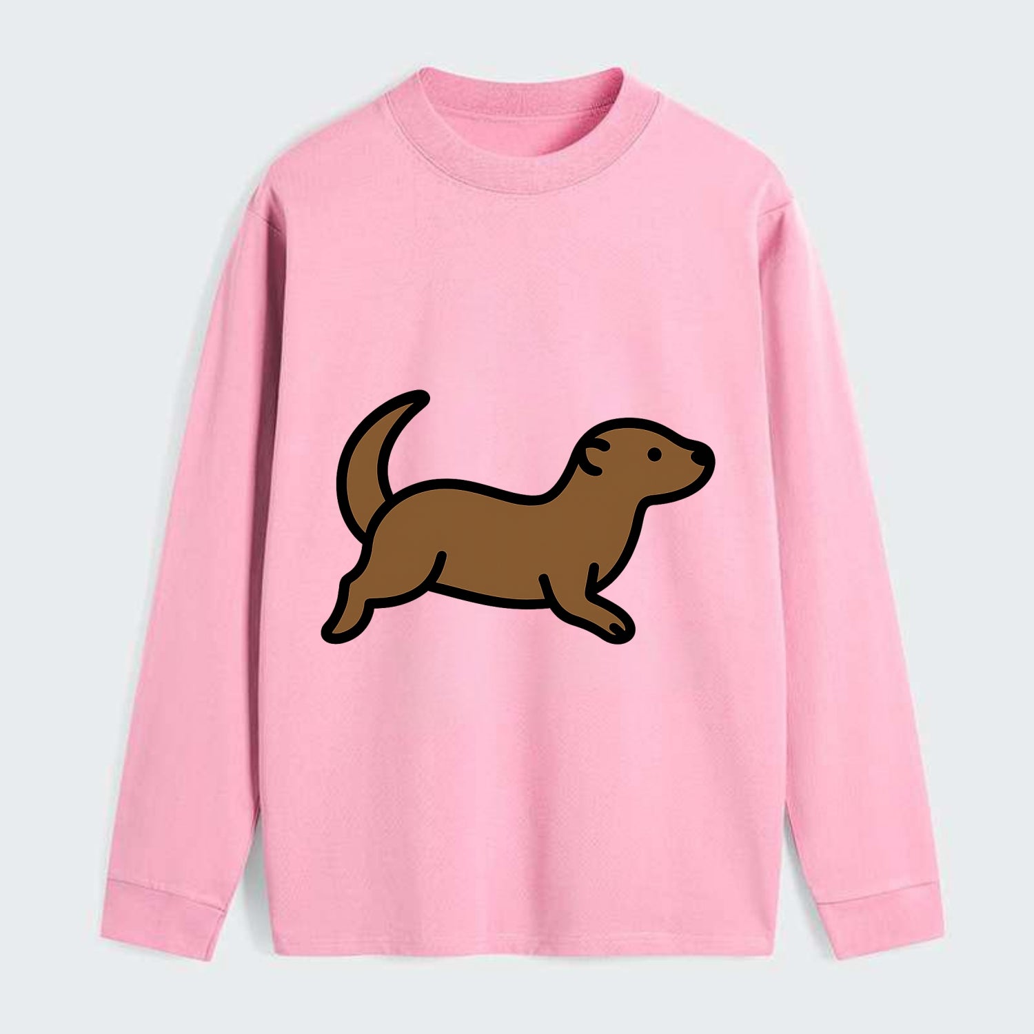 Otter - Brown sleek swimming pose flat side profile - Classic Long Sleeve Shirt - Pink