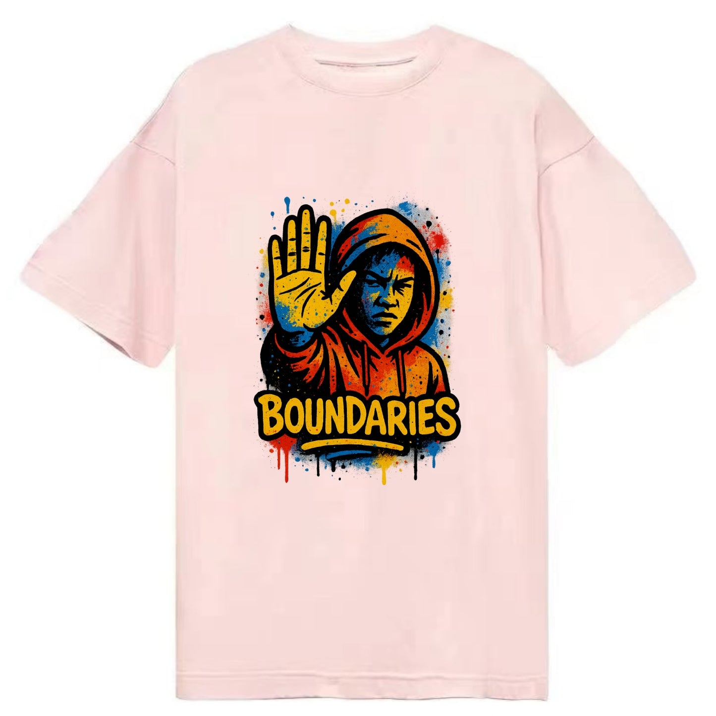Person holding up hand in "stop" gesture - setting boundaries concept, - Classic T-shirt - Pink