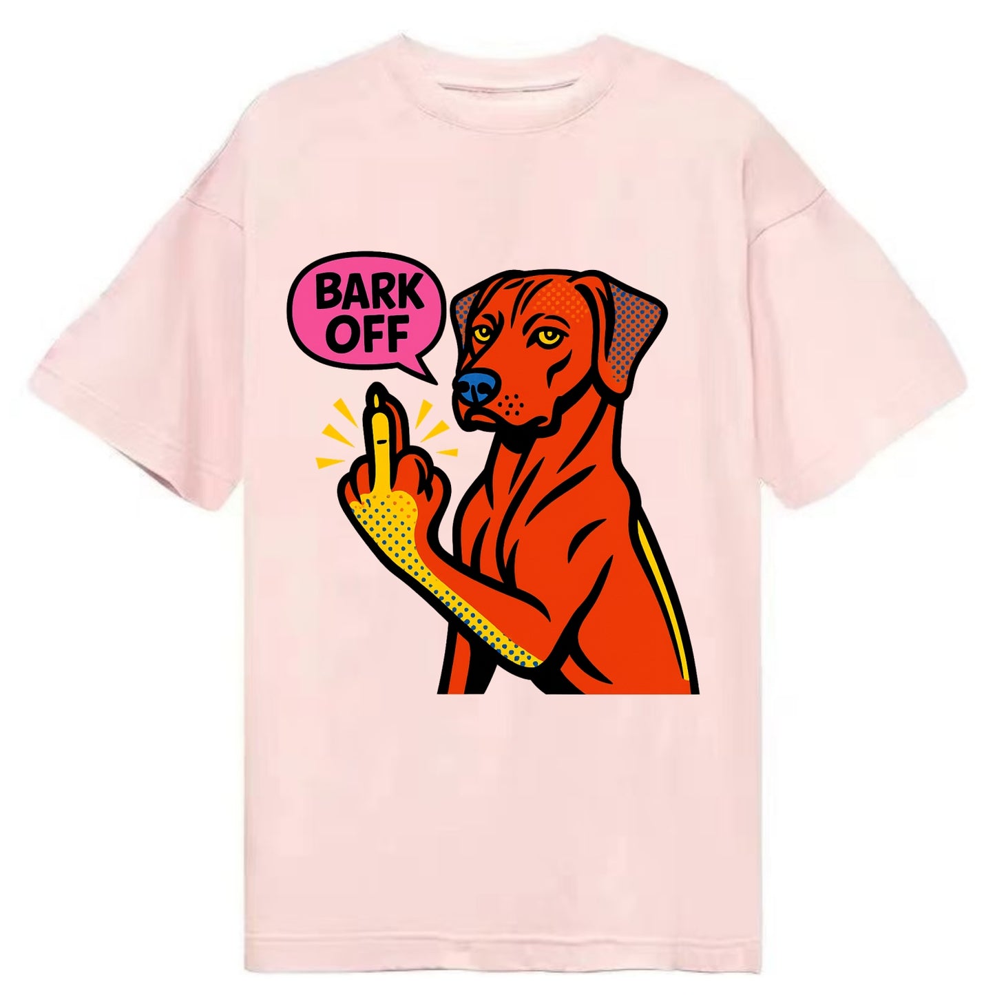 Rhodesian Ridgeback with distinctive ridge on back, athletic muscular paw up - Classic T-shirt - Pink