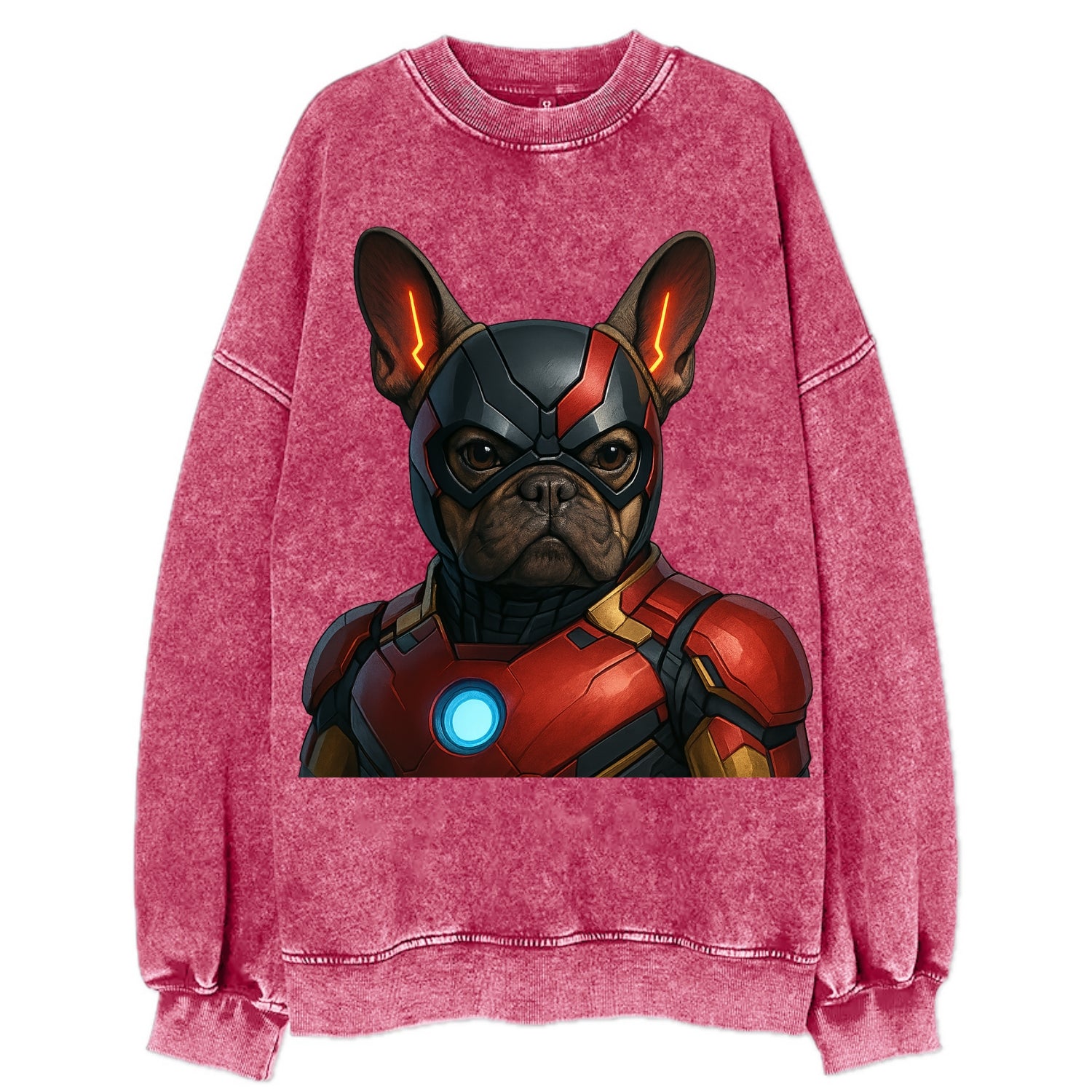 French Bulldog Iron Man  - Vintage Sweatshirt - Pink