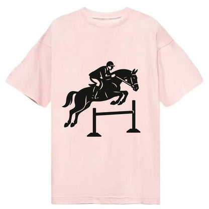 Equestrian jumping over obstacle - Classic T-shirt - Pink