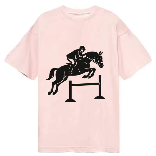 Equestrian jumping over obstacle - Classic T-shirt - Pink