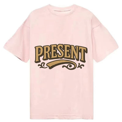 Bold typography design - "PRESENT" - living in the now - Classic T-shirt - Pink