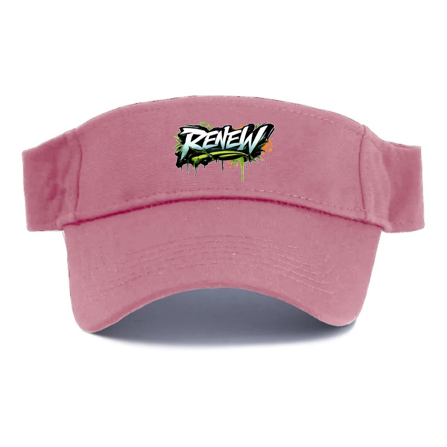 Bold typography design - "RENEW" - starting fresh, regenerating - Visor - Pink