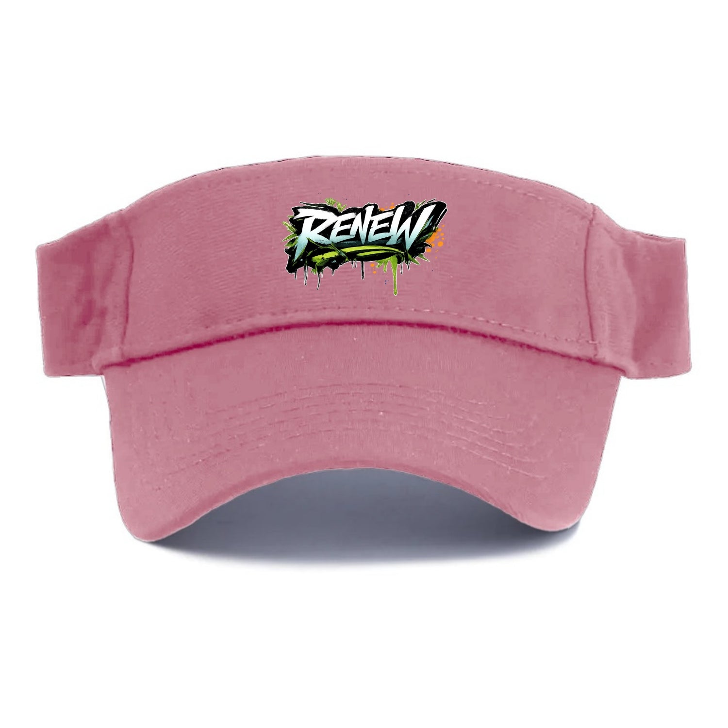 Bold typography design - "RENEW" - starting fresh, regenerating - Visor - Pink