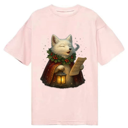 Snowbound Arctic Fox Caroler  - Classic T-shirt - Pink