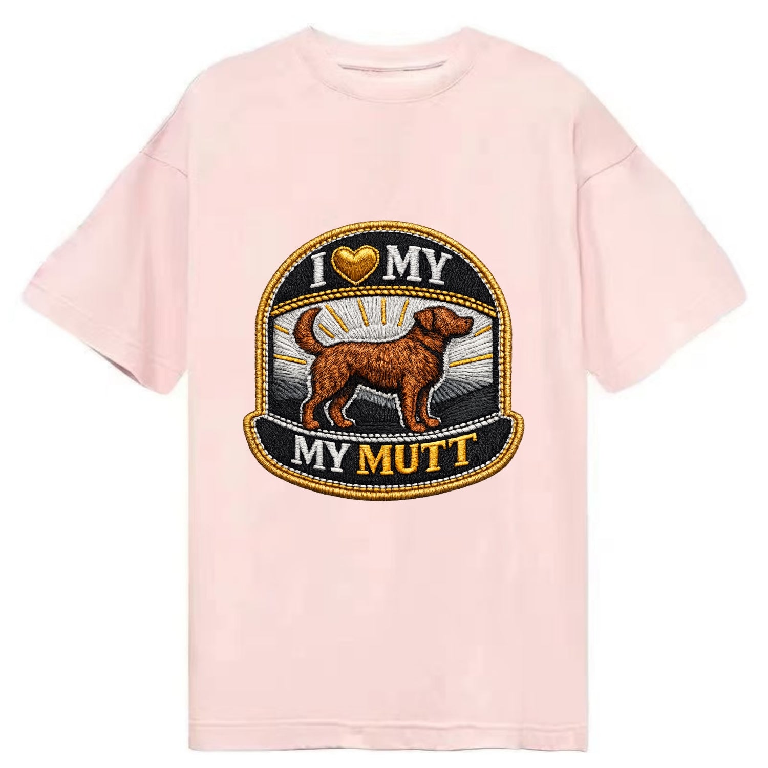 I LOVE MY MUTT - mixed breed silhouette in brown , rescue pride - Classic T-shirt - Pink