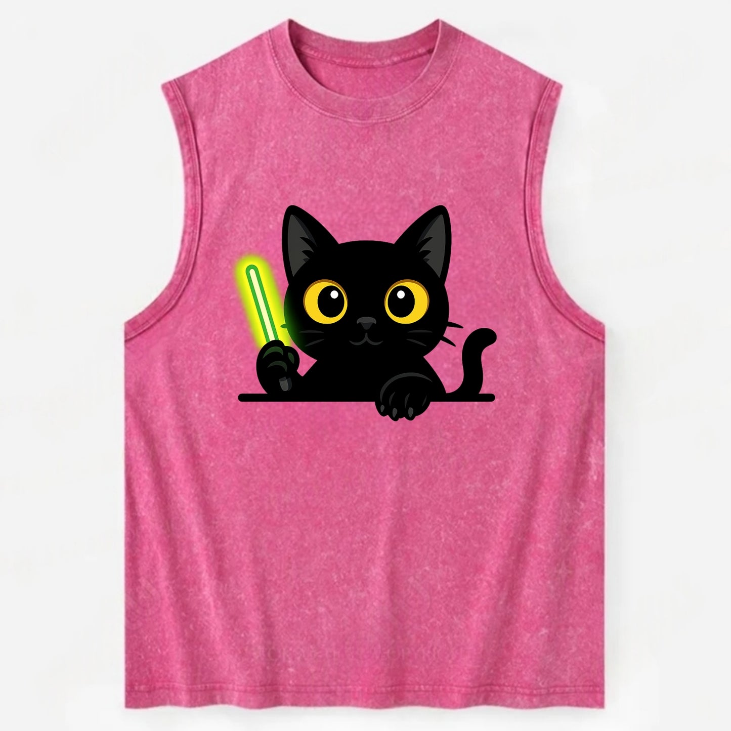Midnight the black cat fist bumping the viewer with right paw extended. - Vintage Washed Tank - Pink
