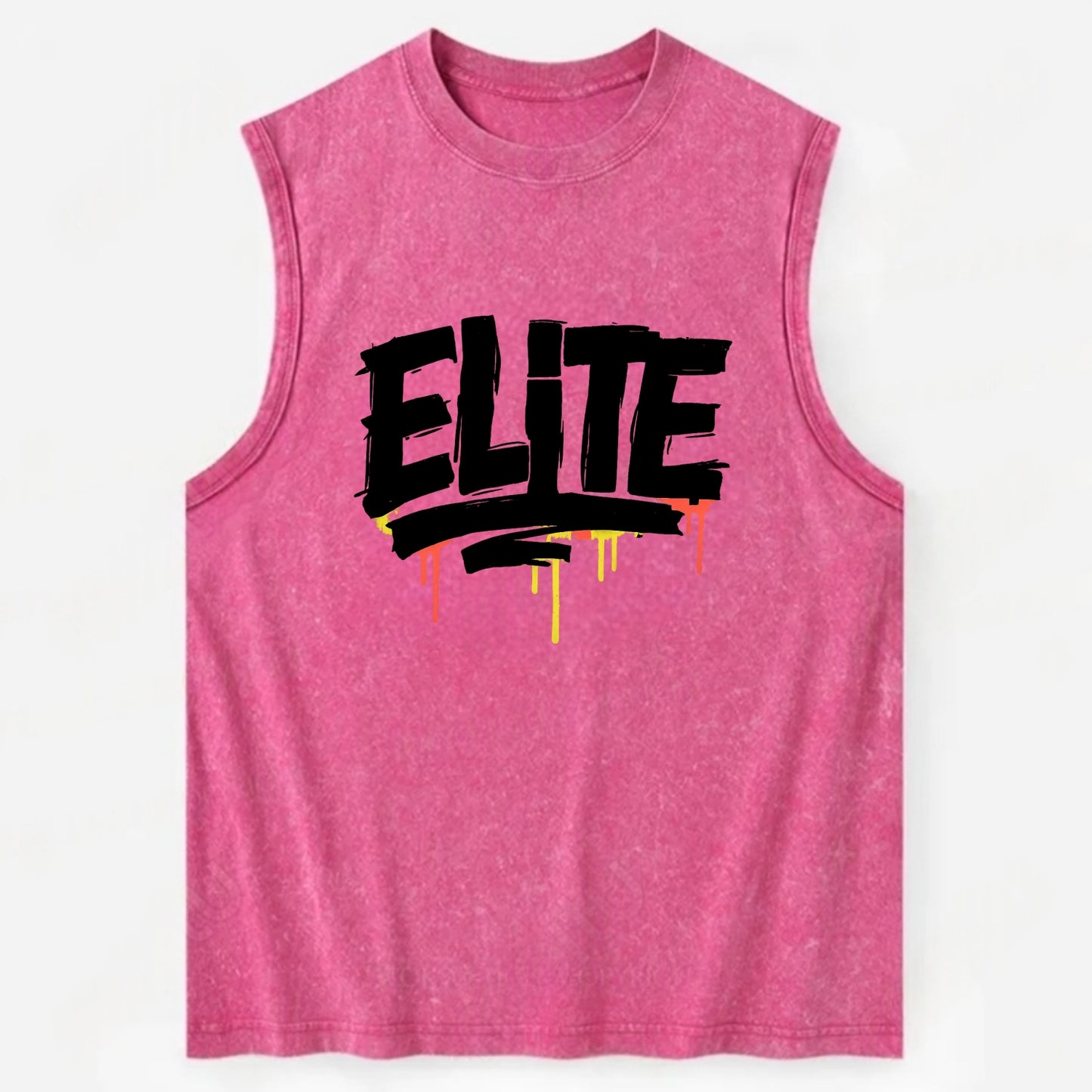 Bold typography design - "ELITE" - top tier, highest level - Vintage Washed Tank - Pink