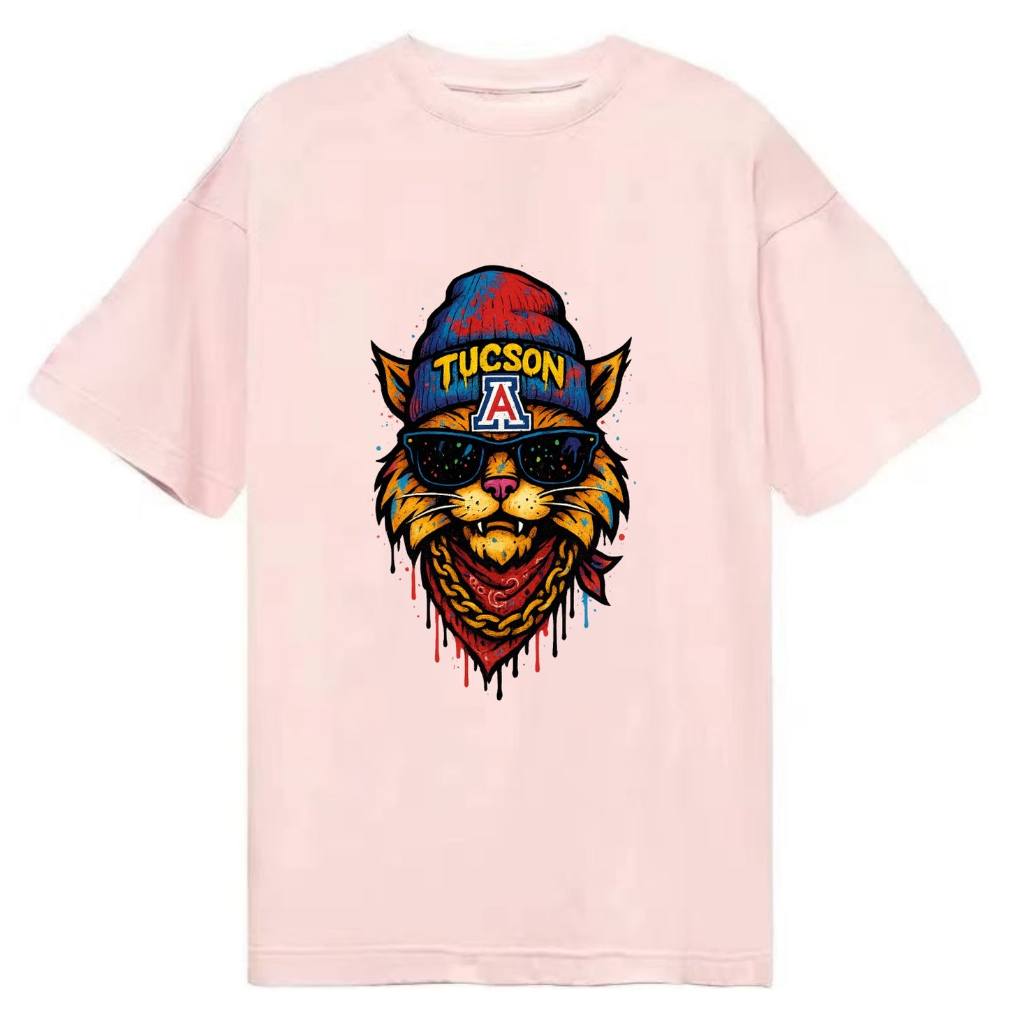 Tucson Wildcat wearing Arizona beanie with A patch - Classic T-shirt - Pink